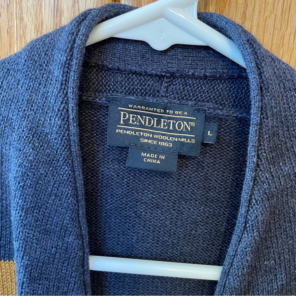 Lightweight Pendleton Sweater Mustard Navy - image 2